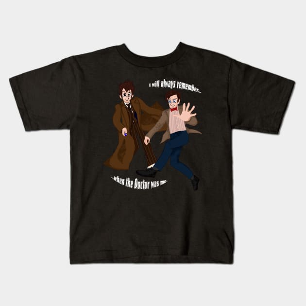 10th and 11th Doctor Kids T-Shirt by Vanessaillustration